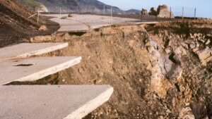 damage to the Pacific Coast Highway near Malibu