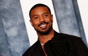 Michael B. Jordan attends the Vanity Fair 95th Oscars Party at The Wallis Annenberg Center for the Performing Arts in Beverly Hills, California, on March 12, 2023.