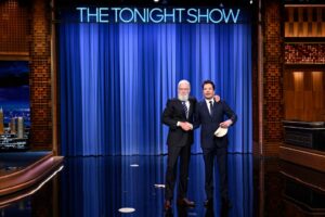 David Letterman and Jimmy Fallon on The Tonight Show.