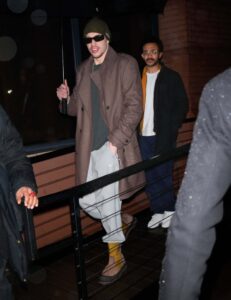 Pete Davidson arriving at Chris Rock's 60th birthday party.