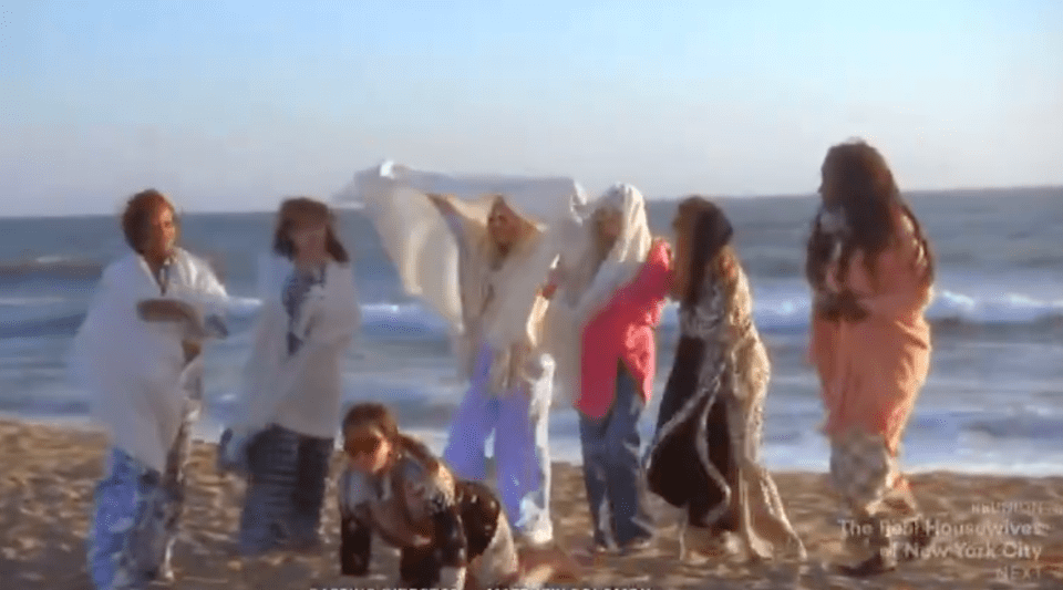 Screenshot of the RHOBH cast on a beach.