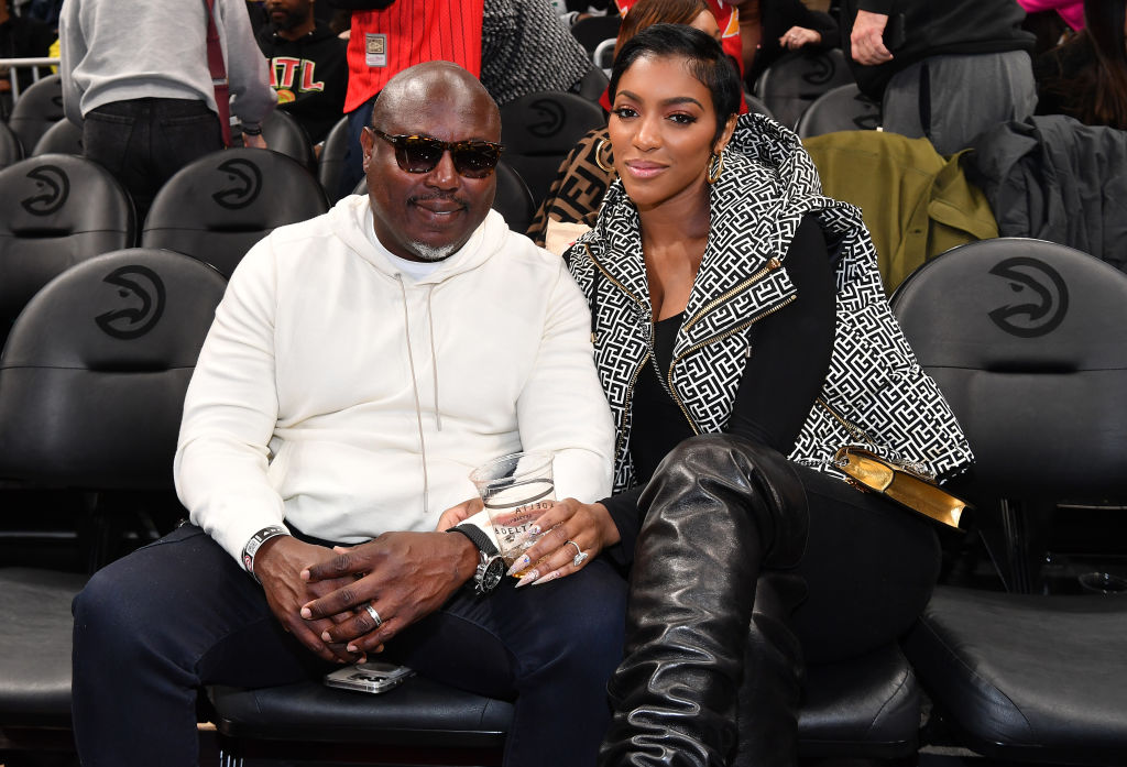 Simon Guobadia and Porsha Williams Attend Los Angeles Lakers v Atlanta Hawks