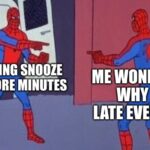 Spiderman meme about hitting the snooze button