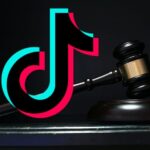 tiktok logo next to court gavel