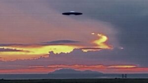 ufo in the sky at dusk