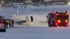 Delta plane upside down after crashing in Toronto