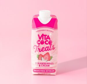 Vita Coco Treats Strawberries & Cream coconutmilk beverage carton.