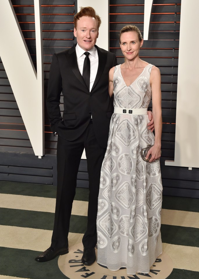 Conan O'Brien and Liza Powel at the 2016 Vanity Fair Oscar Party.