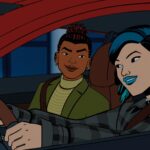 Harry Osborn and Nico Minoru in Your Friendly Neighborhood Spider-Man. They’re both in a car Nico is driving and look like they’re having a good time.