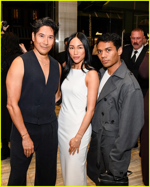 Carlos Eric Lopez, Stephanie Suganami and Nicky Campbell attend Giorgio Armani's pre-Oscars party