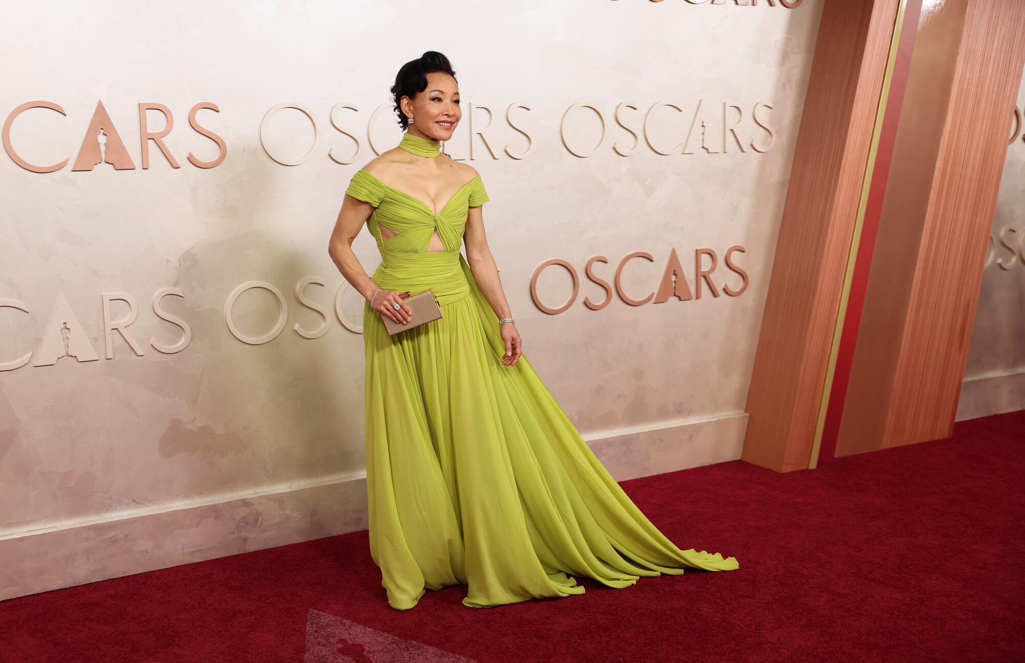 "Didi" star Joan Chen in a flowy gown on the carpet   (Allen J. Schaben / Los Angeles Times)