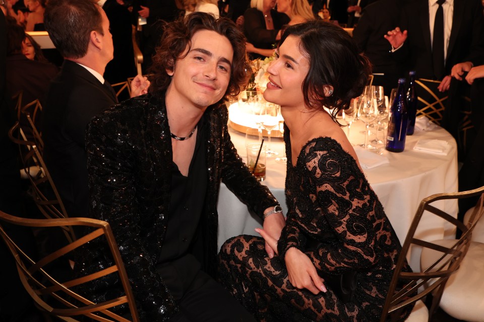 Timothée Chalamet and Kylie Jenner at the Golden Globe Awards.