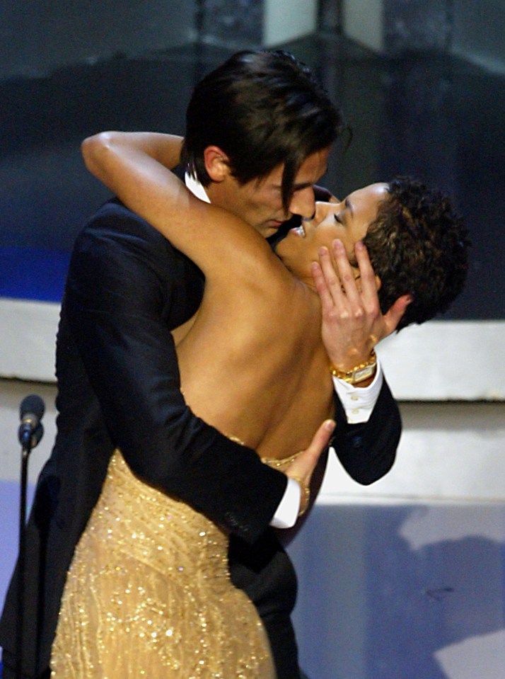 Adrien Brody kissing Halle Berry after winning Best Actor at the Academy Awards.