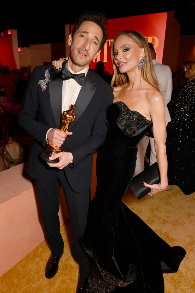 Adrien Brody and Georgina Chapman at the Vanity Fair Oscar Party.