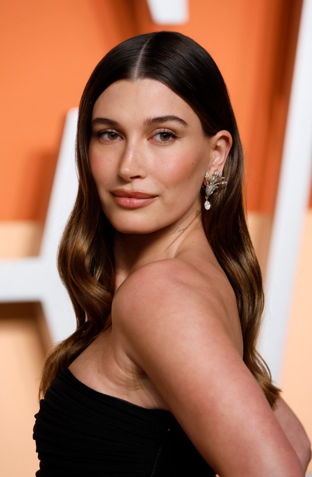 Hailey Bieber at the Vanity Fair Oscars party.