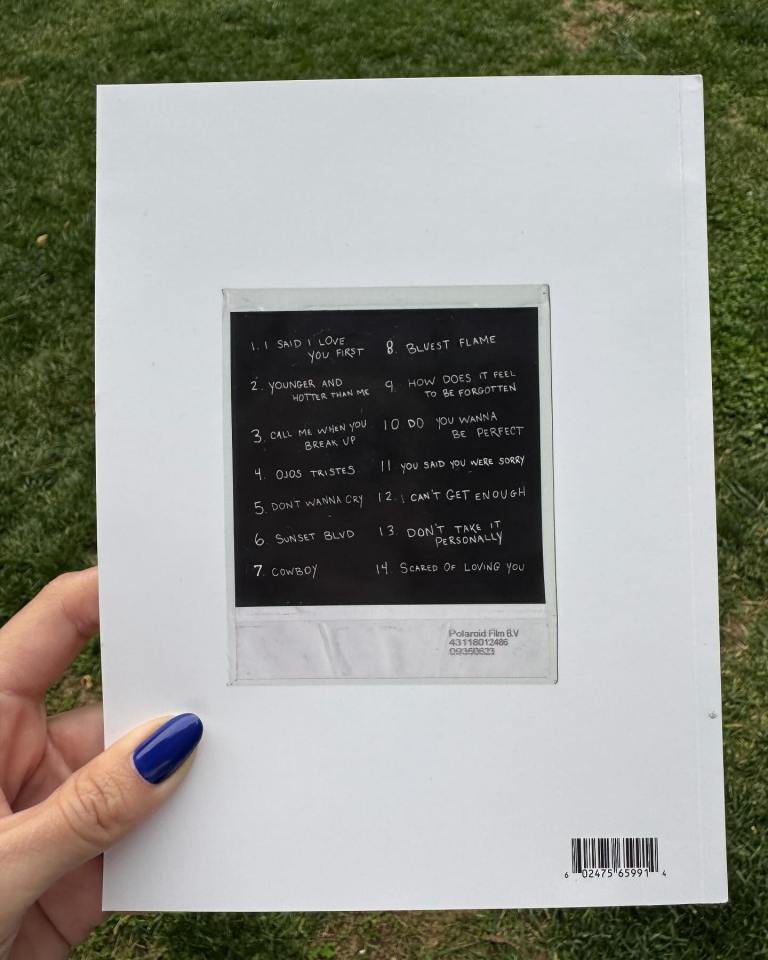 Photo of a Polaroid showing a song list.