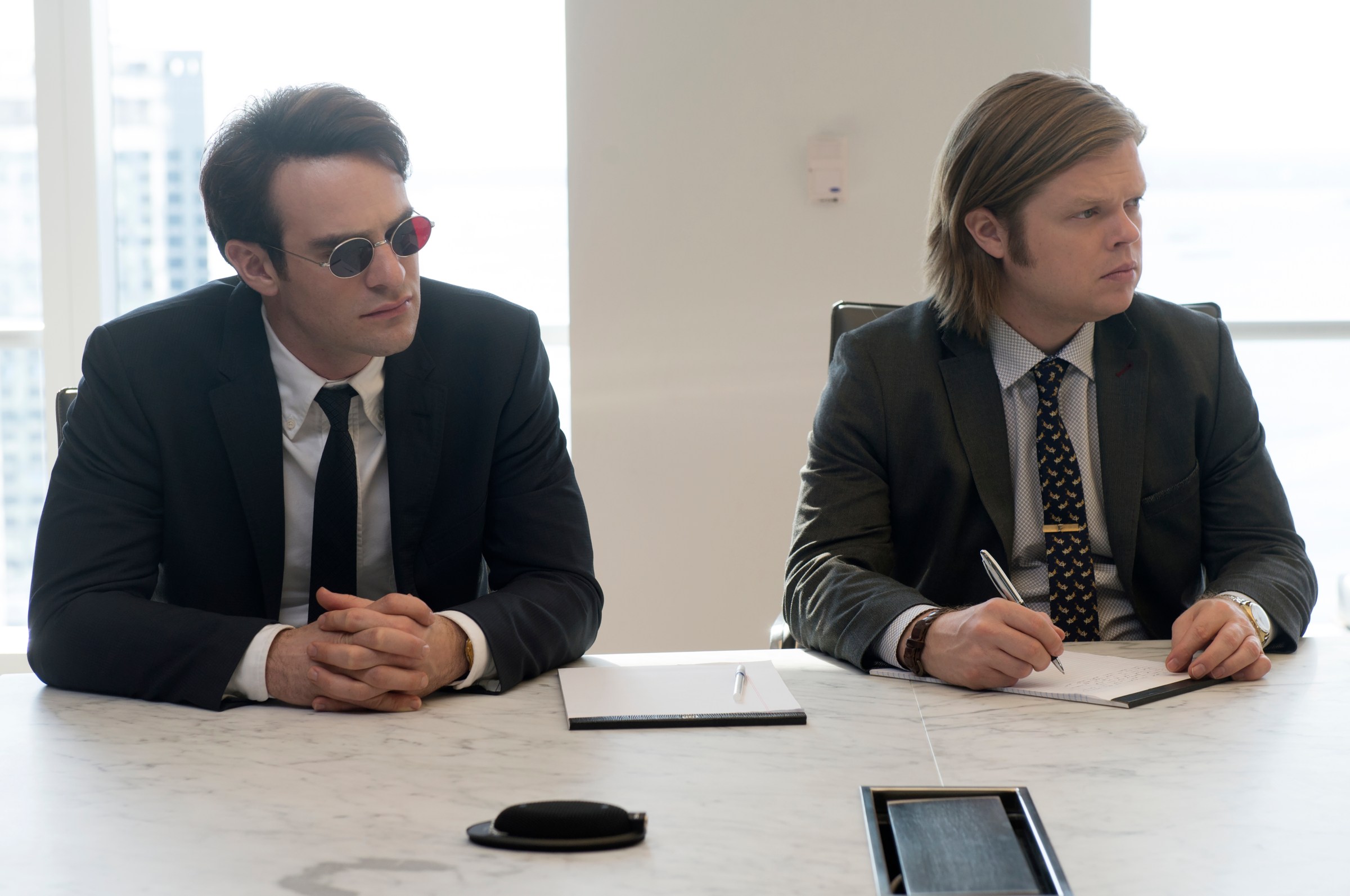 Matt Murdock (Cox) and Foggy Nelson (Elden Henson) on the Netflix streaming show Daredevil.