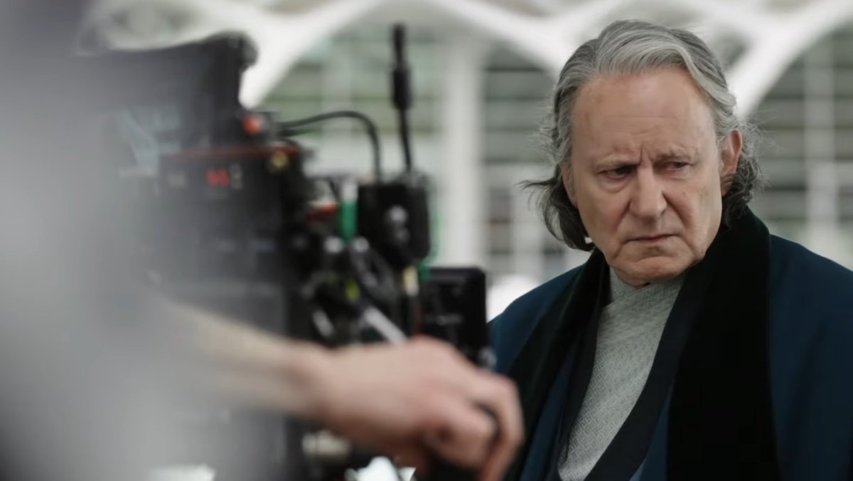 Stellan Skarsgård being filmed by a nearby camera for Andor season 2