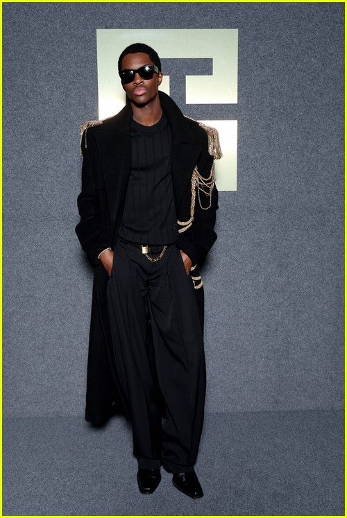 Alton Mason at Balmain show during Paris Fashion Week