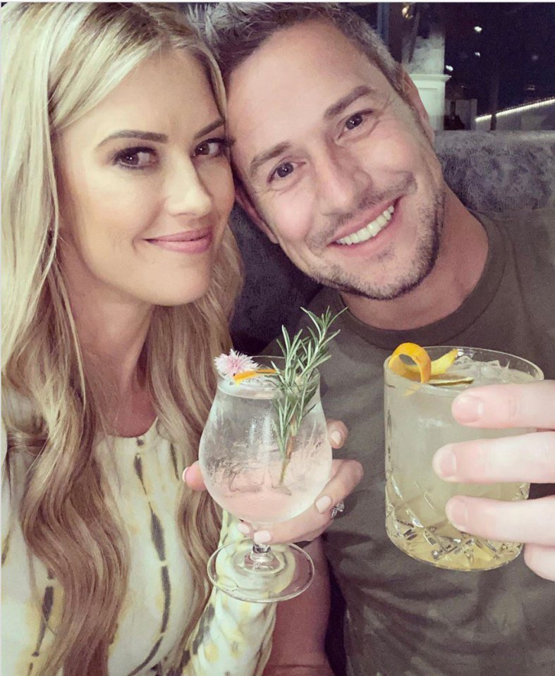 Christina Anstead and Ant Anstead holding cocktails.