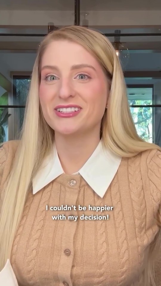 Meghan Trainor expressing happiness with her decision.