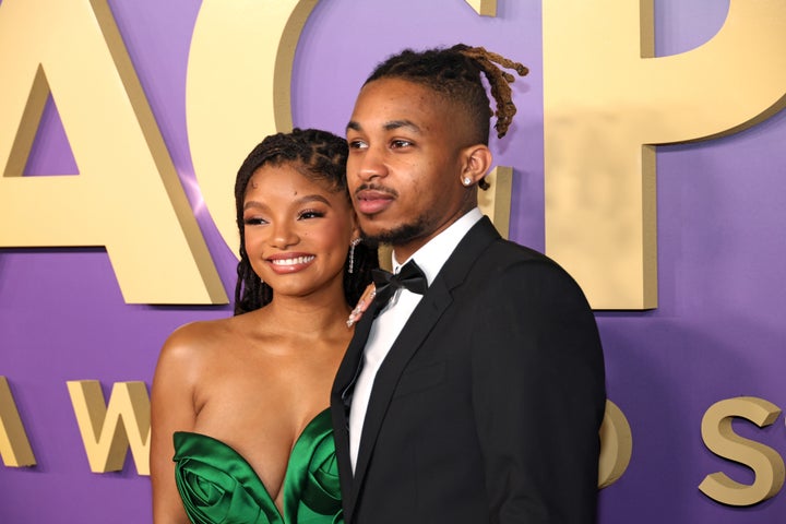 Halle Bailey and DDG attend the 55th NAACP Image Awards at Shrine Auditorium and Expo Hall on March 16, 2024, in Los Angeles. 