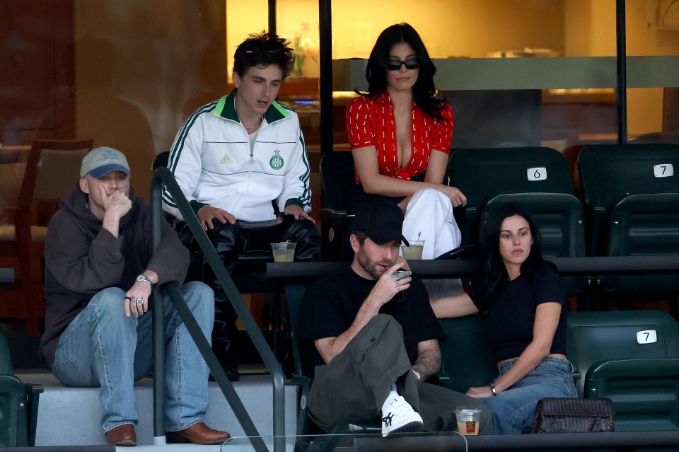 Kylie Jenner and Timothée Chalamet at a tennis match.