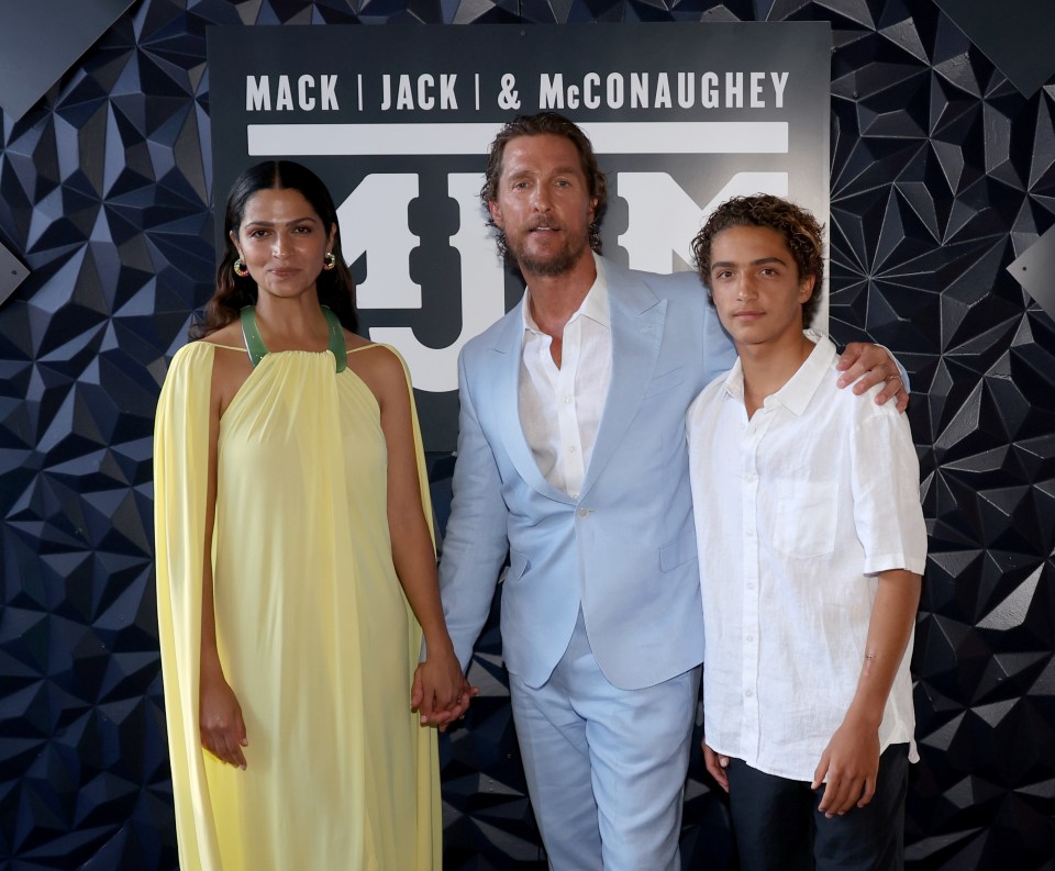 Camila Alves McConaughey, Matthew McConaughey, and Levi Alves McConaughey at the Mack, Jack & McConaughey Gala.