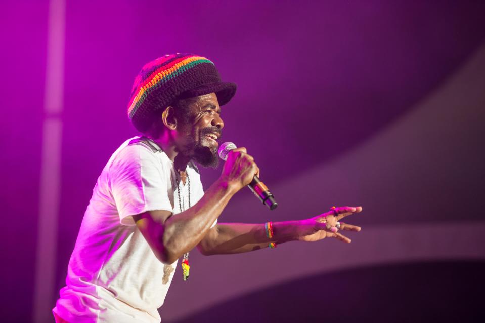 Cocoa Tea performing live at a concert.