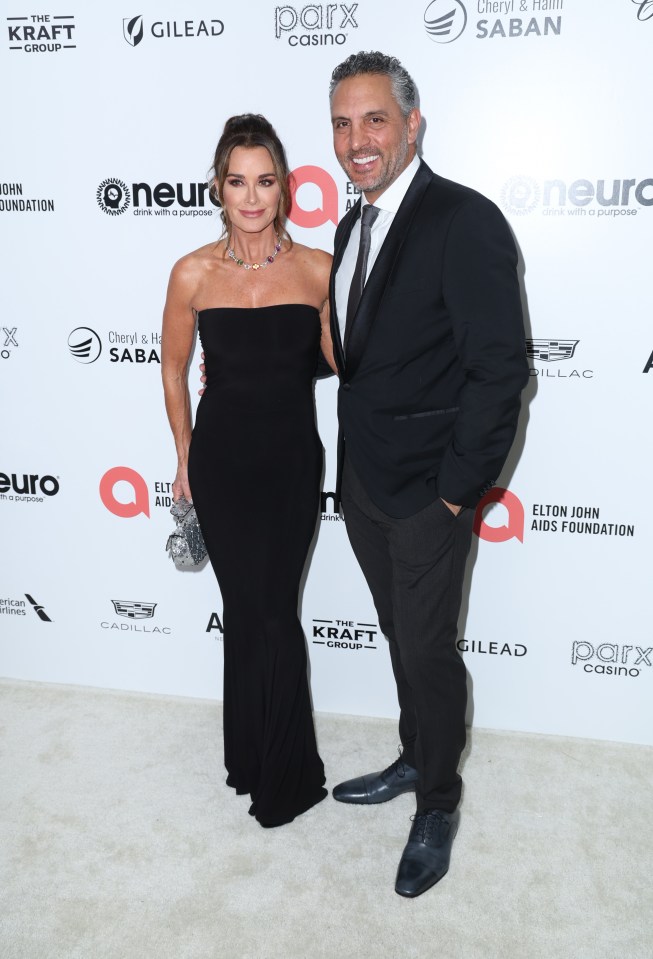 Kyle Richards and Mauricio Umansky at the Elton John AIDS Foundation's Oscar viewing party.