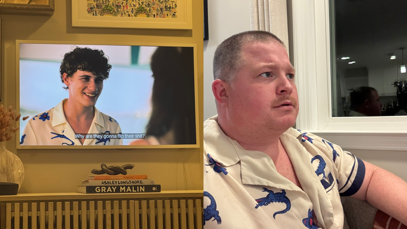 Guy wears Hawaiian shirts from The White Lotus Season 3