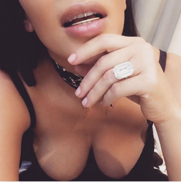 Kim Kardashian showing off jewelry on Instagram.