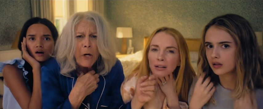 Lindsay Lohan and Jamie Lee Curtis in a scene from the *Freaky Friday* trailer.