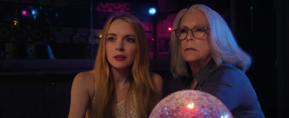 Lindsay Lohan and Jamie Lee Curtis in a scene from the *Freaky Friday* trailer.