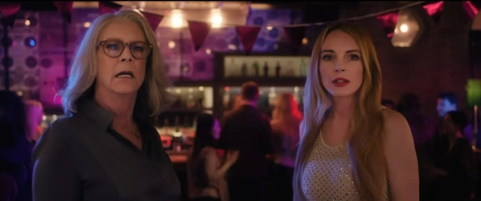 Lindsay Lohan and Jamie Lee Curtis in a scene from the *Freaky Friday* trailer.