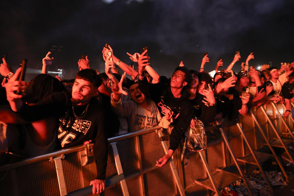 People watch as Playboi Carti performs at Rolling Loud.