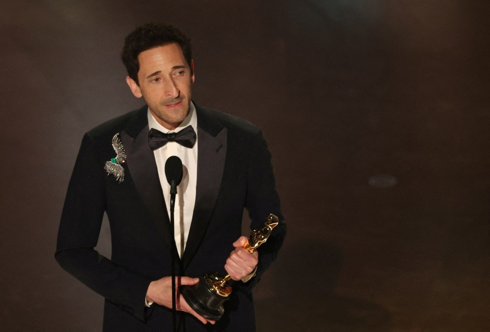 Adrien Brody accepting an Oscar for Best Actor.