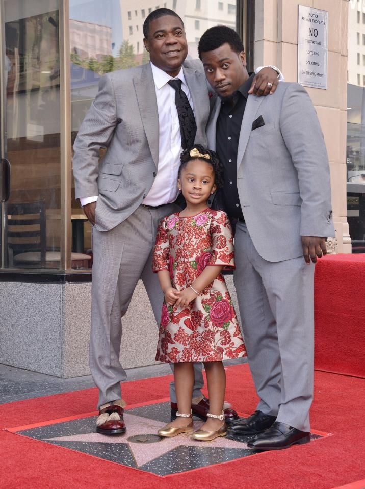 Tracy Morgan, his son, and daughter at his Hollywood Walk of Fame ceremony.