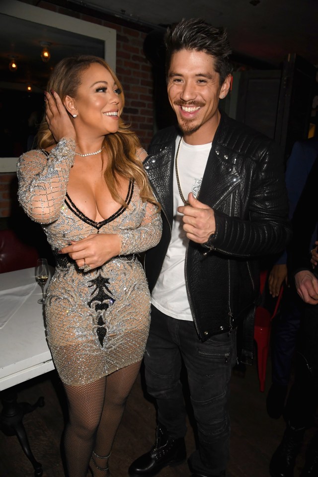 Mariah Carey and Bryan Tanaka at a viewing party.