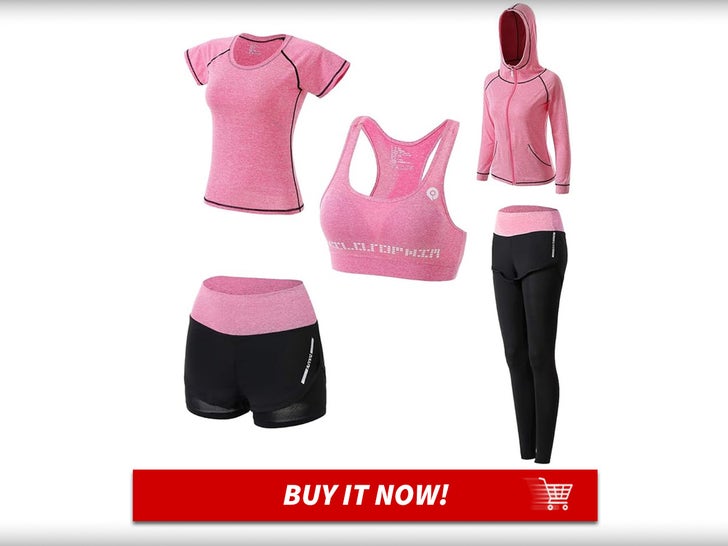 Women Workout Clothes Set 5 PCS Exercise Athletic Outfits Set-MAIN