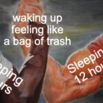 sleeping 2 hours vs 12 hours meme