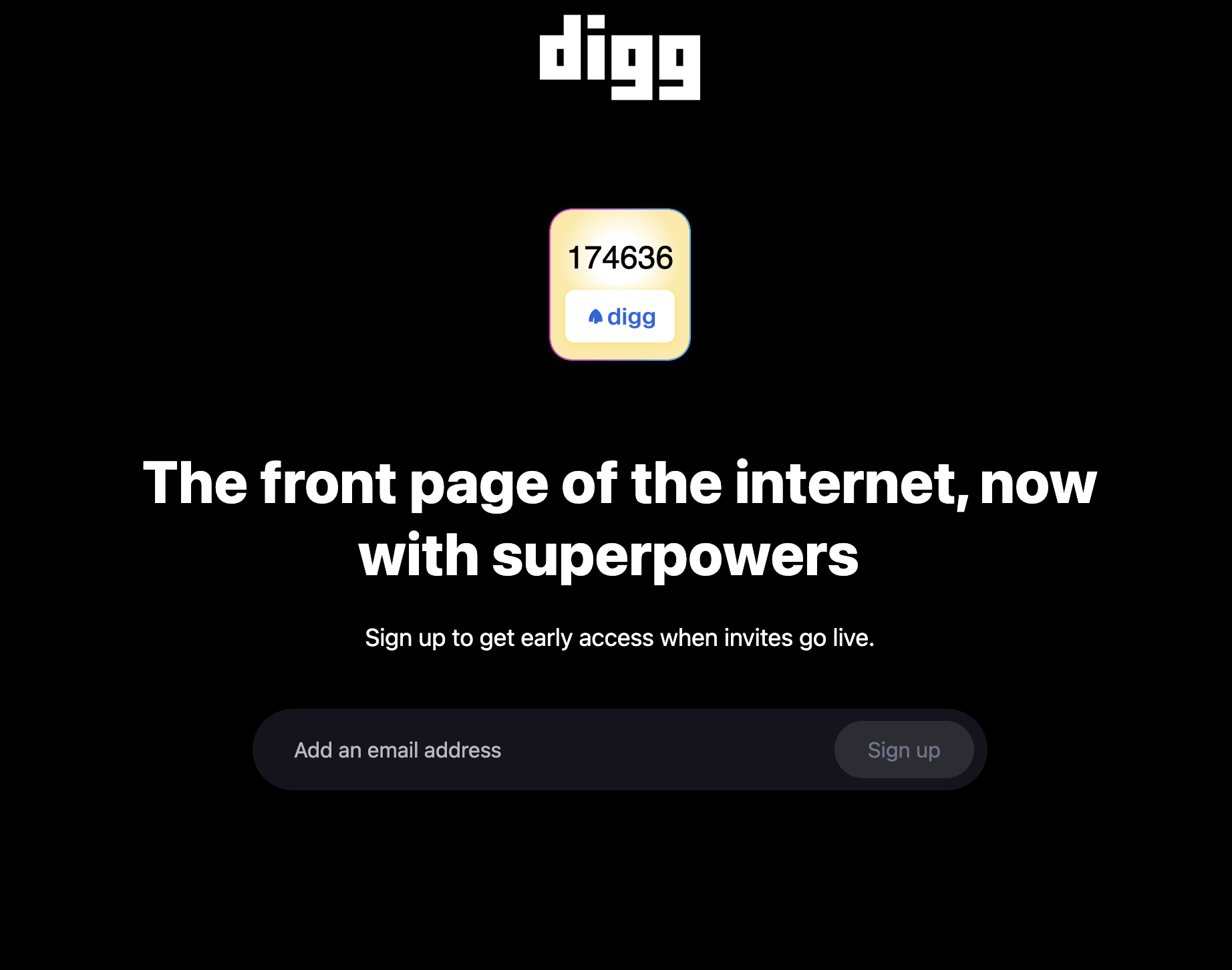 DIGG reboot landing page