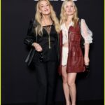 Jerry Hall and Georgia May Jagger at Chloe show during Paris Fashion Week