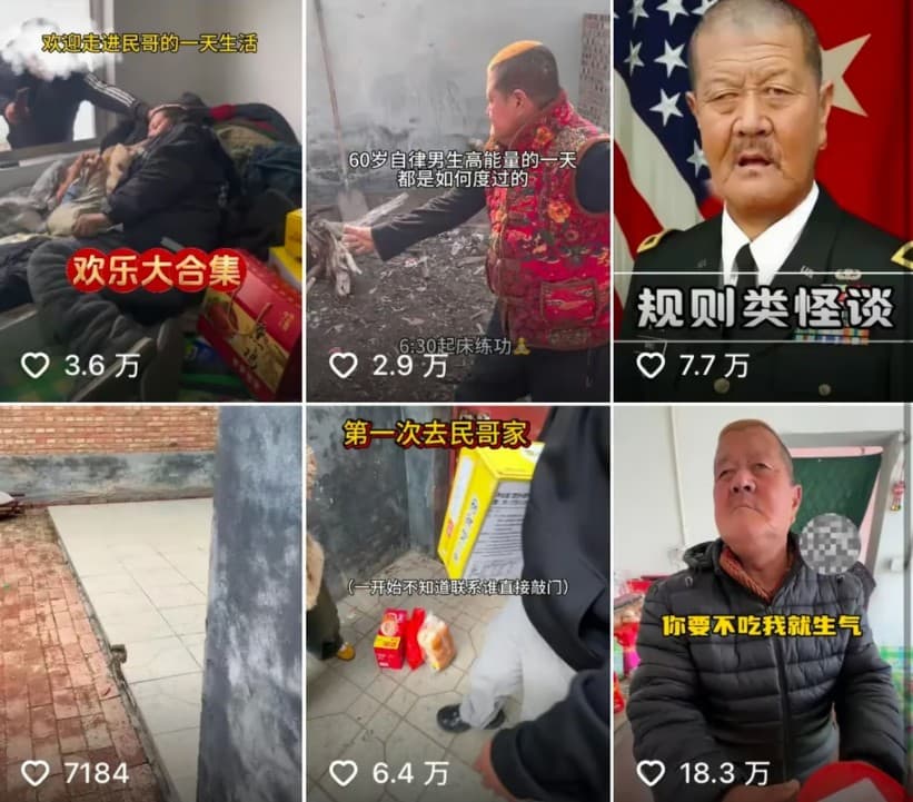 A screenshot of videos of Feng Dianwu on Chinese social media.