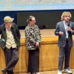 L-R sound designer/sound mixer Spencer Poole, producer Kelly Dawkins, director Casey Shaw participate in a Q&A for 'Unseen Olympiad'