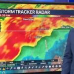 Fox35 meteorologist Brooks Garner covering tornado