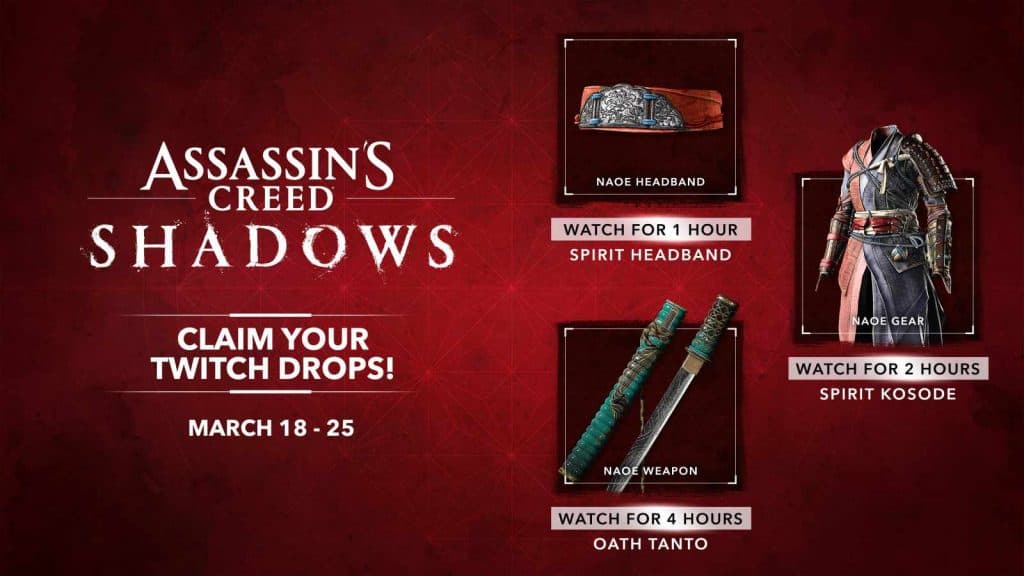 ac shadows twitch drops rewards