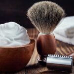 men's shaving set with razor and brush