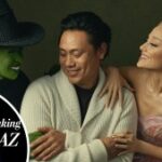 Cynthia Erivo as Elphaba with 'Wicked' director Jon M. Chu and Ariana Grande as Glinda