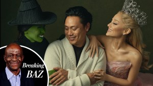 Cynthia Erivo as Elphaba with 'Wicked' director Jon M. Chu and Ariana Grande as Glinda